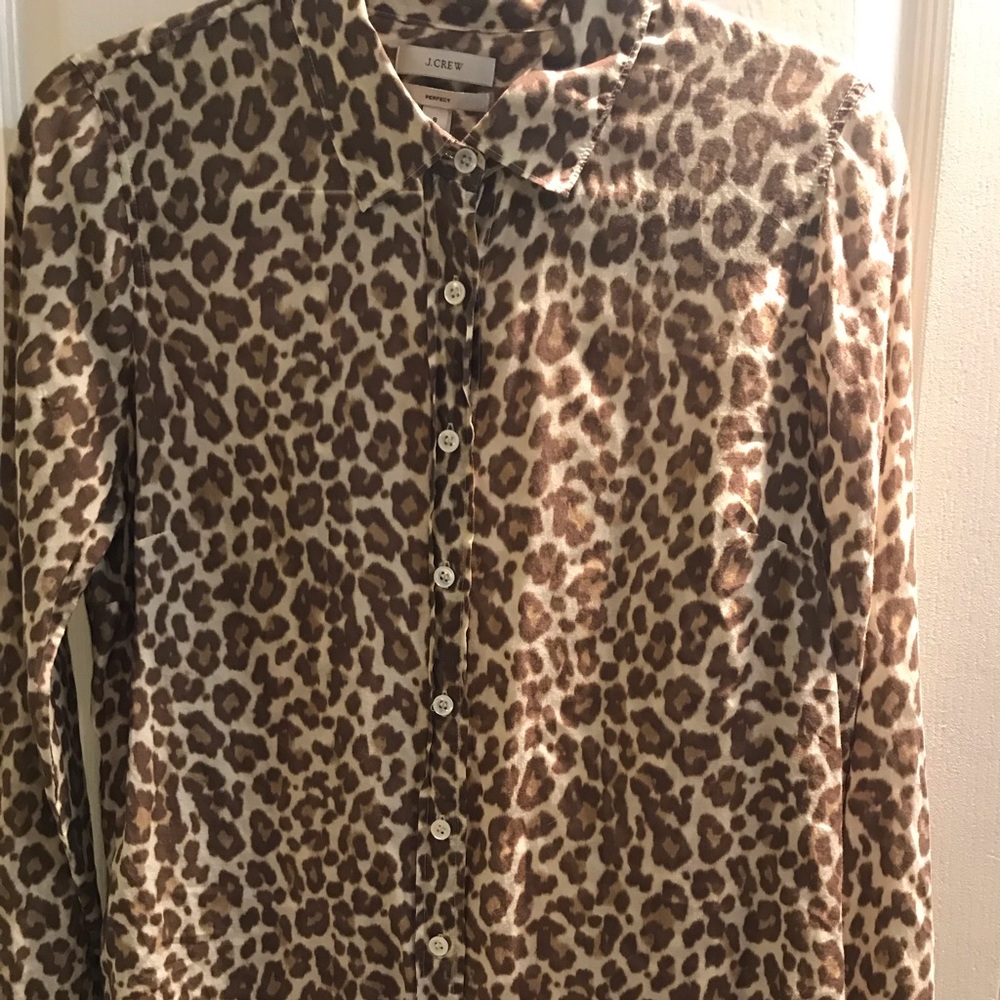 J Crew leopard 🐆 Perfect Shirt, size 8